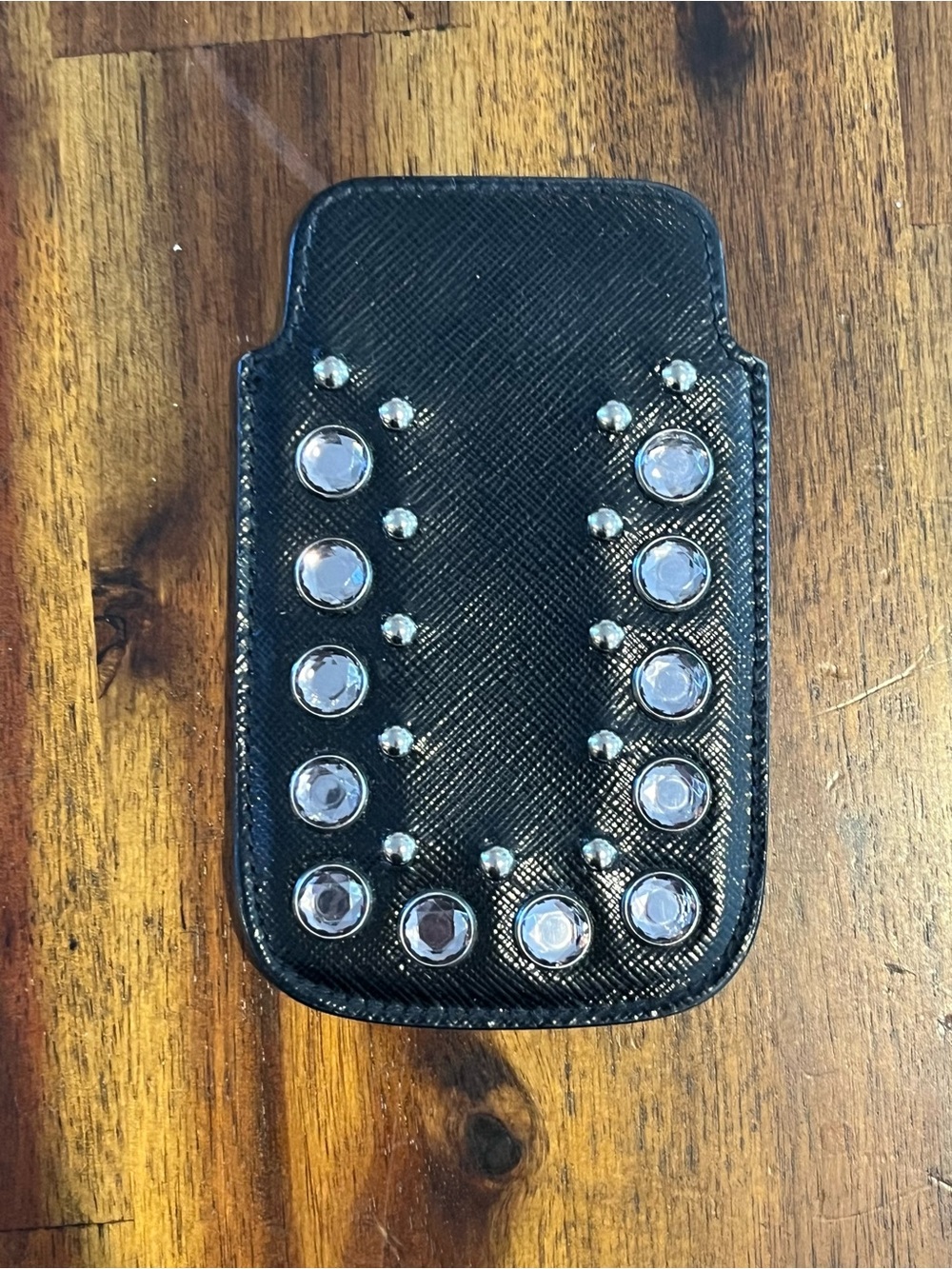 Prada Black Saffiano Leather Phone Sleeve with Silver Logo - Picture 2 of 3